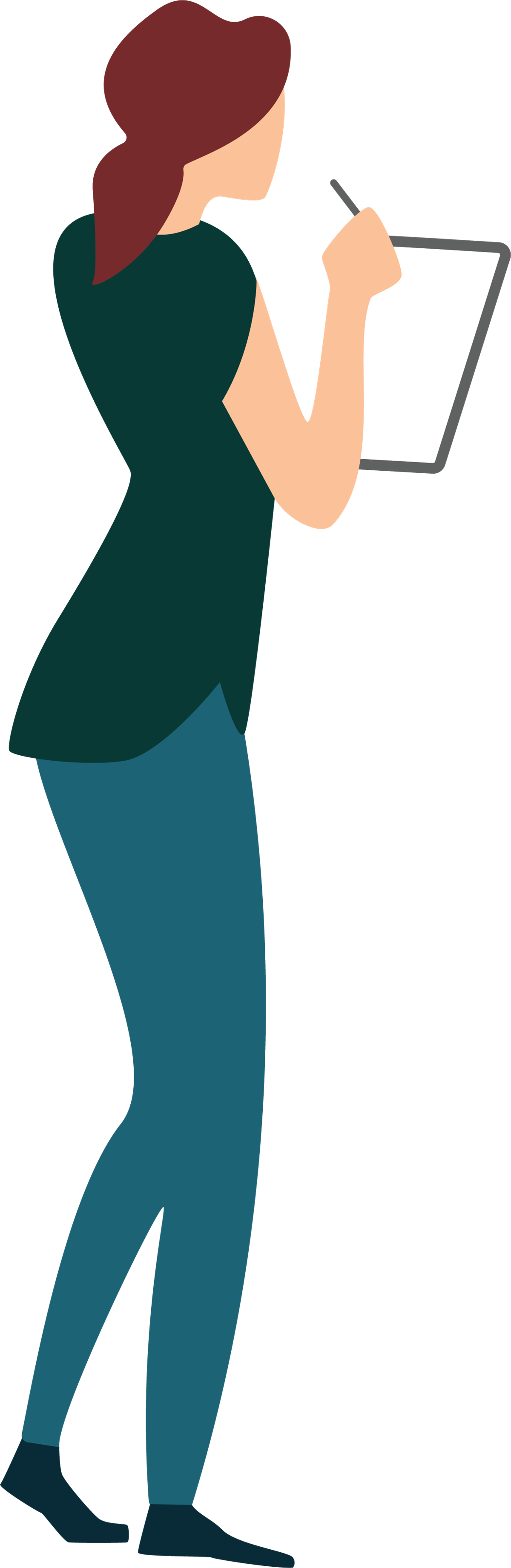 Dame med blokk illustrasjon - Klikk for stort bilete