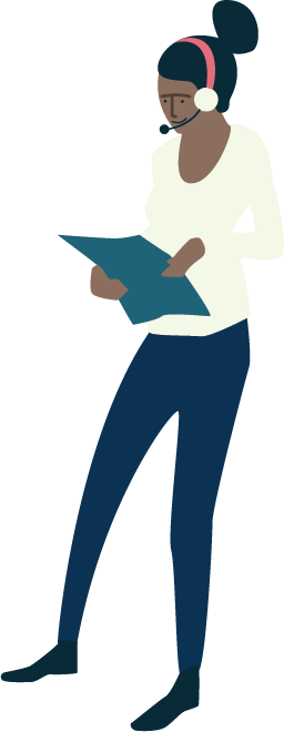 Dame med headset illustrasjon - Klikk for stort bilete