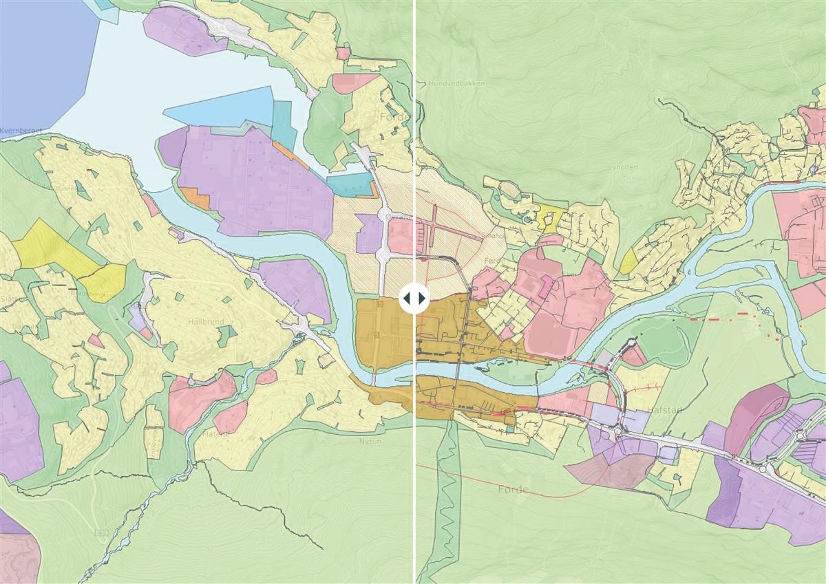 Kart over Førde sentrum - Klikk for stort bilete