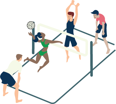 Volleyballspalarar illustrasjon - Klikk for stort bilete